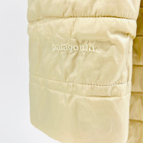 Patagonia Fiona Cream Beige Long Zip Front Light Weight Puffer Jacket Size XL - Picture 3 of 7
